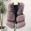 Femmes fausse fourrure 2023 femme chaud polaire manteau gilet automne hiver femme solide pardessus en peluche vestes dames gilet sans manches Q252