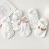 Femmes chaussettes blanc coton été mince café ours filles chaussette haute qualité Silicone antidérapant Invisible femme bateau