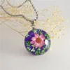 Pendant Necklaces Resin Necklace Dry Flower True Round Silvery Bead Suitable For Women Jewelry Fashion