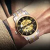 Wristwatches Reloj Hombre 2023 CHENXI Watch Men Skeleton Watches Luxury Gold Stainless Steel Band Automatic Mechanical