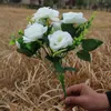 Dekoracyjne kwiaty jedwabne róża wielokolorowa sztuczna sztuczna kwiat bukiet wysokiej jakości plastikowe akcesoria domowe domowe przyjęcie weselne