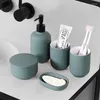 Set di accessori per il bagno Semplice tinta unita Creativo Articoli da toeletta in ceramica Dispenser per portasapone in cinque pezzi Tazza per denti Articoli per la casa Bagno