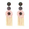 Brincos de bloqueio de lustre colorido formato de flor longa borla Fringe para mulheres Brincho elegante de breol stringshornic jóias de verão étnico
