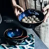 Bowls Handmade European Salad Bowl Porcelain Deep Ramen Irregular Creative Tableware Dishes Set Noodle