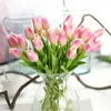 Flores decorativas Bouquet Silicone Tulip Flor Artificial Touch Real Fake for Wedding Decoração Decoração de Garen