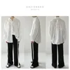 Men's Casual Shirts Korean Clothes White Jacquard For Men And Women Loose Handsome Long Sleeve Beach Shirt Drape Blouse StreetwearMen's