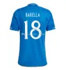 Italie 23 24 25 maillots de football 2023 2024 2025 maillot italien SCAMACCA IMMOBILE CHIESA RASPADORI JORGINHO BARELLA BASTONI VERRATTI Maglia Italiana maillots de football