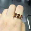 Cluster Rings 2.5 Micron 14K Yellow Gold Plated 925 Sterling Silver Rose Cut Natural Garnet Ring Engagement Wedding Women