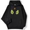 Herrtröjor frukt avokado tecknad tryck hoody man kreativitet crewneck sweatshirt mönster pocket gata o-hals pullover man