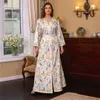 Etniska kläder Ramadan Eid Floral Print Abayas för muslimska kvinnor Turkiet Arabisk hijab klänning Islamisk kaftan mantel marockansk jalabiya caftan