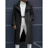 Men's Trench Coats Men Coat Spring Solid Color Pocket Cardigan Loose Large Long Sleeve Double Breasted Turn-down Collar