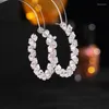 Hoop Earrings 2023 Luxury Zircon Circle Round For Women Heart Crystal Party Jewelry Gifts Pendientes Mujer Moda