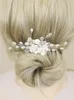 Headpieces Silver Flower Pearls Hair Comb Brudtillbehör för kvinnor Crystal Handmade Wedding Head Jewelry Party Bridesmaid gåvor