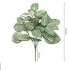 Flores decorativas Plantas artificiais folhas de seda Tortoisshell folha dieffenbough falsa pequena simulação de fada Taro Sala de planta verde