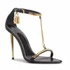 Vrouw Sandaal Queen pop hakken Tom-Heel Hangslot Sandalen Luxe Hoge hakken Naakte pumps Gold Nappa Echte lederen topmerken Pomp