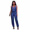 Combinaisons pour femmes Barboteuses Combinaison sans manches en jean Combishort ample Jeans Body WomenWomen's