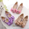 Flache Schuhe 2023 Frühling Mädchen Leder Für Kinder Mode Prinzessin Pailletten Bowknot Kleid Schule Party Hochzeit