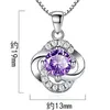 Pendant Necklaces Silver Color Fashion Women Jewelry Purple Crystal Zirconia Four-leaf Clover Flower Necklace Party Gift NecklacePendant