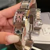 Mode dameshorloges met quartz uurwerk volledig roestvrij staal Lady Square Tank roestvrijstalen behuizing Originele sluiting Analoog casual polshorloge Montre De Luxe