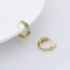 Hoop Earrings Fashion 925 Sterling Silver European Green Zirconia Huggies For Women Elegant Wedding Piercing Jewellery AEZ81