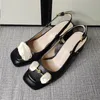 Sommer-Leder geschlossene Sandalen Designer T-Bühne elegante Mode hochhackige Sandalen französische Vintage-Büroschuhe