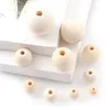 Decorative Figurines 6/8/10/12/14/16/18/20mm Round Wooden Beads Pendant Eco-Friendly Natural Wood Spacer Teething Jewelry MakingHandmade1