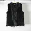 Women's Fur & Faux Womens Natural Real Vest With Raccoon Collar Waistcoat/jackets Knitted Winter European StyleWomen's Women'sWomen's