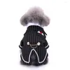 Hundkläder Lovely Stripe Bowknot Pet Puppy Shirt Tuxedo Wedding Costume Outfit