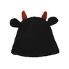 ベレー帽23ハット冬の角の耳暖かい分厚いケーブルニット帽子ソフトストレッチ厚いかわいいニットキャップ