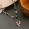 Pendentif Colliers Y2k Rose Cristal Coeur Collier Femmes Lumière De Luxe Cupidon Amour Flèche Clavicule Chaîne De Mode Saint Valentin Cadeaux