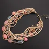 Chains Antique Statement Trendy Beaded Strand Natural Stone Necklace Pink Beads Fashion Jewelry For Women Bohemian