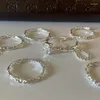 Bröllopsringar oregelbunden yta öppen ring för kvinnliga texturlinjer dubbel lager justerbar tofs runda pärlor hip hop kvinnligt engagemang