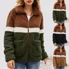 Vestes Femmes Lax Veste Polaire Pull Femmes H Color Block Manteau Zipper Patch Poche Mode Léger Hiver