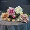 Ghirlande di fiori decorativi SunMade 2 teste Grande arricciatura Ramo di fiori di rosa Fiori bianchi Decorazione di nozze Decorazioni di Capodanno Flores Artificales Autunno T230217