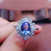 Cluster Rings Natural Tanzanite Ring For Engagement 5mm 7mm Silver 925 Jewelry