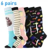 Sports Socks Compression Stockings 6 Pairs Per Set Cycling Football Basketball Prevent Varicose Veins