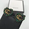 orecchini con ciondolo a cerchio in oro Luxury G Letters Designer Brand Orecchini a bottone Retro Vintage Copper Colorful Crystal Stone Ear Jewelry per le donne Party con confezione regalo Pa