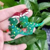 Studörhängen 2023 härliga julgranar för kvinnor glitter akryl dinosaurhatt Xmas droppsmycken gåvor