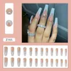 False Nails 24Pcs/Set Fake Nail Patch Long/Short Paragraph Ballet Purple Clouds Finished Piece Fully Covered Decoration