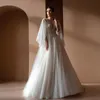 Robe De Mariée Autres Robes Robe De Noiva De Luxe Brillant Une Ligne Organza Profond Col En V Manches Bouffantes Perlé Dos Ouvert Sur MesureAutre