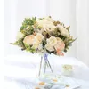 Decoratieve Bloemen Kransen Herfst Zijde Kunstrozen Boeket Bloemen Bruiloft Woondecoratie Hoge kwaliteit Luxe Nep Bloemstuk Bulk T230217