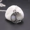 Pendant Necklaces Mysterious Antique Color Crescent Moon Design Petal Carving Necklace Women Ladies Sunflower Charm Vintage Elegant Jewelry