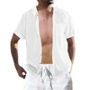 Camisetas masculinas planícies para homens primavera em massa e verão coloração de cor top top linen stand stand colar moda de colarinho