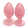 Figuritas decorativas MOKAGY talladas a mano piedra de cuarzo rosa Natural cristal Yoni mensaje varita punto 80MM 1 ud.