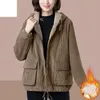 Trench da donna Giacche invernali da donna Top in velluto a coste Capispalla Giacca con cappuccio retrò Harajuku Allentata Moda coreana all'ingrosso