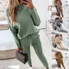 Women's Two Piece Pants Woman Tracksuit Turtleneck Sweatshirt Drawstring Suit Female Tracksuits 2023 Spring Casual Long Sleeve Pullover Spor