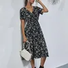 Casual Dresses Trendy Summer Dress High-Waist Versatile Mid-calf Length Floral Cocktail Long