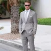 Men's Suits Thorndike 2023 Arrival 2 Piece Set Light Grey Men Groom Tuxedo Wedding Suit English Style Custom Clothing