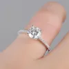 Cluster Rings RandH 6.5mm 1.0 Round Cut Women Jewelry 14K White Gold Women' Wedding Egagement For Party GiftCluster