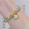 Bangle Imitation Hetian Jade Armband For Women Ginkgo Tulpan Leaves Layed Beaded Charm Armband Party Casual smycken Girls Gifts